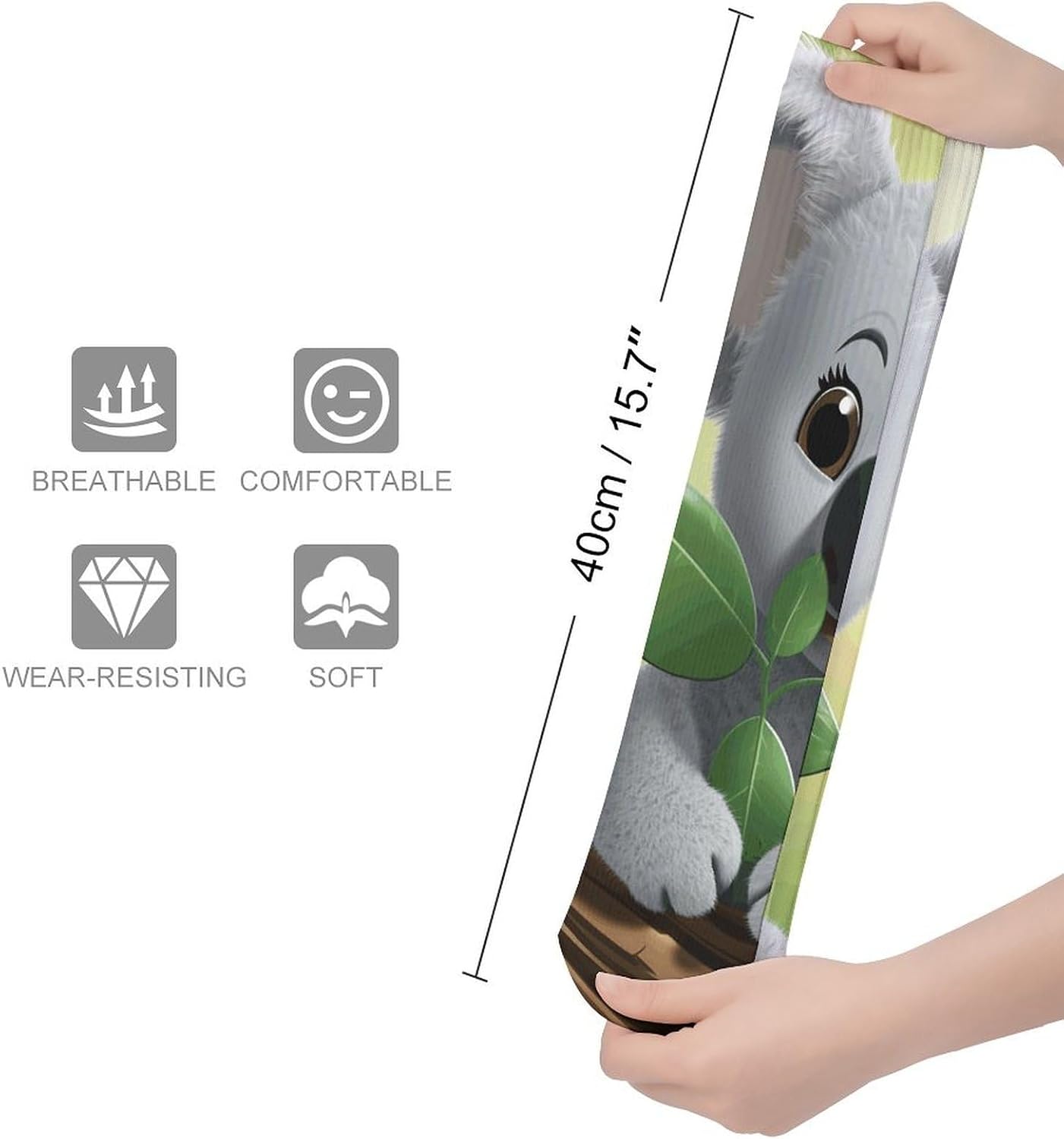 Breathable Crew Sock, Moisture Wicking, Athletic Calf Socks, Cozy | Koala Compression Socks for Women Men, Lightweight High Work Socks for Business, Casual