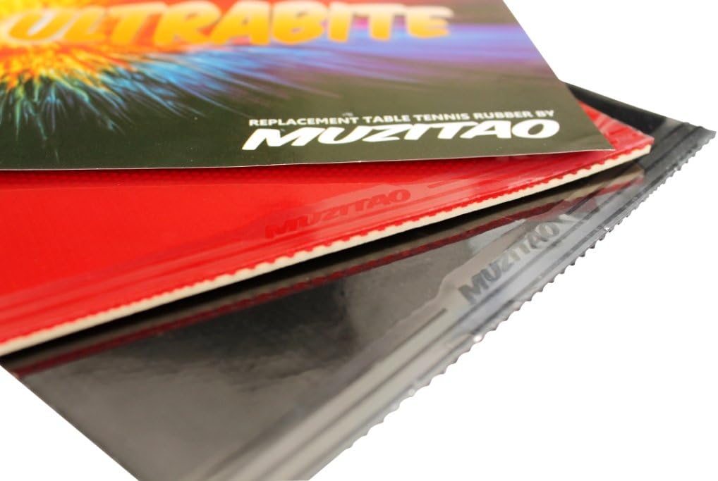 Muzitao UltraBite Table Tennis Rubber (2 Pack, 1 x Red + 1 x Black
