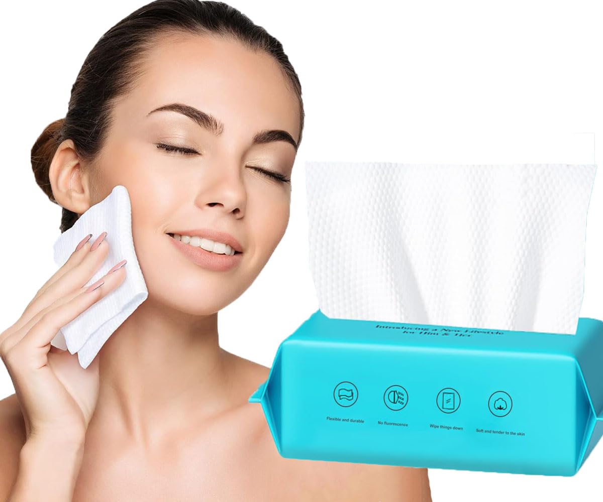 maycreate MAYCREATE® Disposable Towels, 72 Count Soft 100% Cotton Facial Dry Wipes, Multi-Purpose Tissue for Face- Skin Care, Makeup Remover, Baby Care, House Cleaning, Gentle Face Towels - Large Size 20*20 cm-picture-26