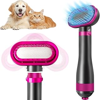 OBEST Hundefön mit Haarbürste,2 in 1 Haustier-Haartrockner mit Bürste,Tragbarer Reise-Hundehaartrockner mit Einstellbarer Temperatur für kleine und Mittelgroße Katzen und Hunde