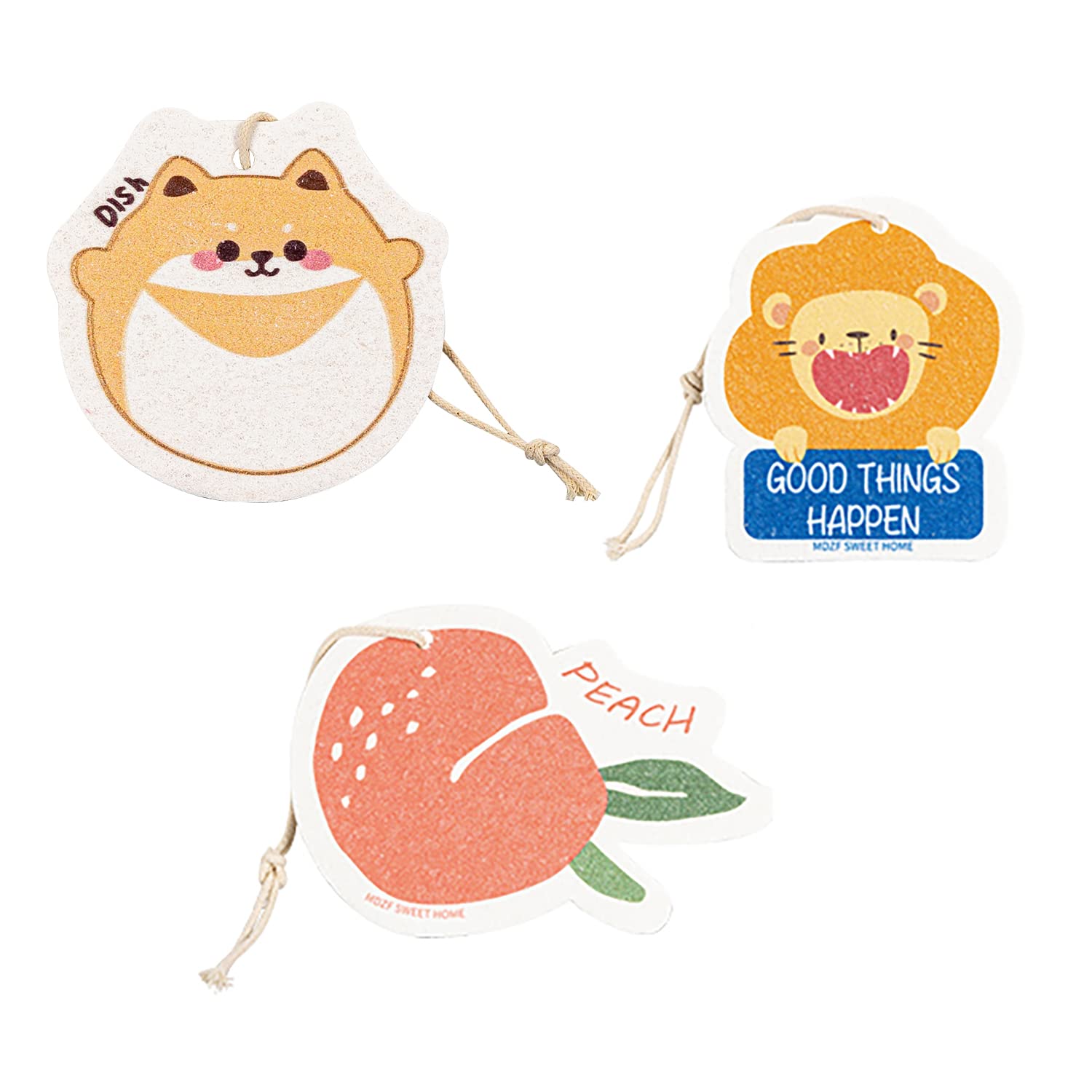 MDZF SWEET HOME Wood Pulp Sponge Kitchen Sponges Reusable Compostable Scrubber, 3 Pack