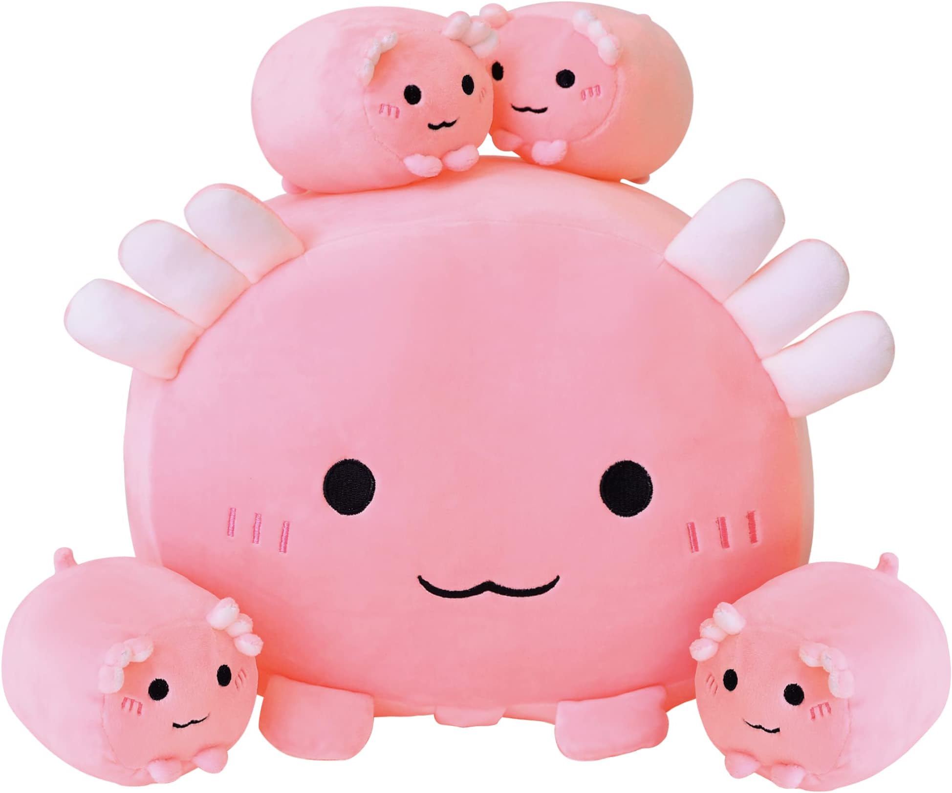 SQEQE Axolotl Plush Axolotl Stuffed Animal with 4 Babies in Her Tummy, Cute Pink Axolotl Plush Pillow Toy Gift for Girls Kids