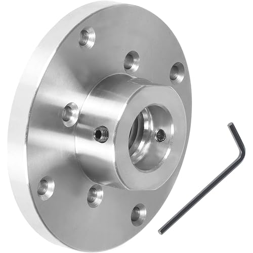 findmall 4 Inch Steel Wood Lathe Face Plate 1 Inch x 8TPI Threaded with Locking Set Screw for Wood Lathe Turning Reversing Lathes