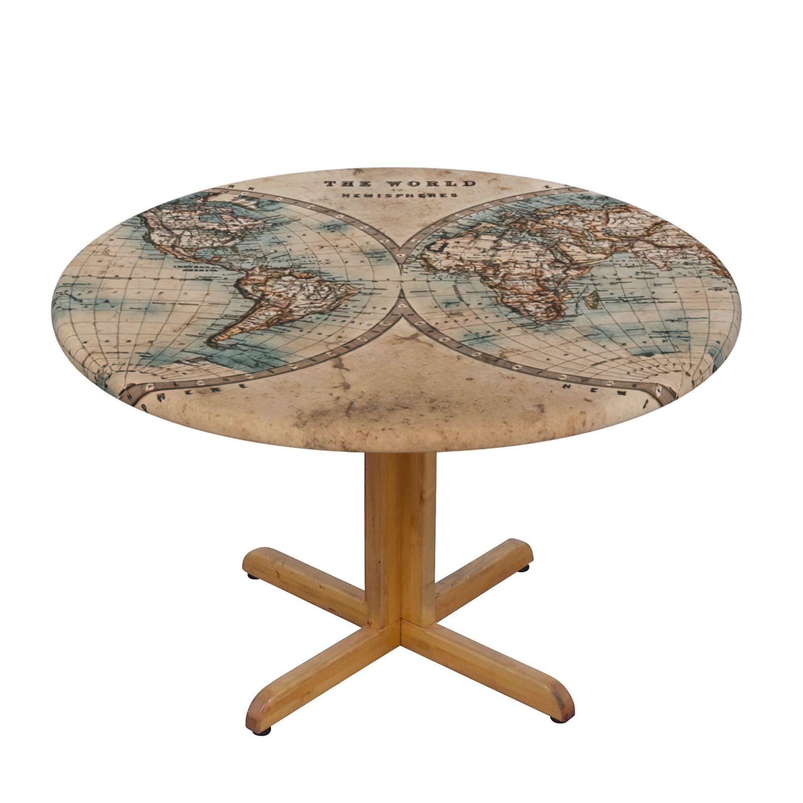 Old Stained World Map Print Wipe Clean Oval Tablecloth Stain-Resistant Dining Table Accessories Table Protector For Home