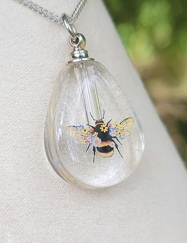 Miniatura 8 de Cremation Urn Bottle Bumble Bee Wild Flowers Sympathy Gift Sterling Silver Necklace (stainless-steel)