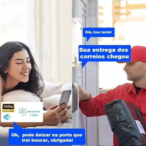 Campainha Eletronica wifi com camera sem fio visão noturna armazenamento em nuvem app celular smartp