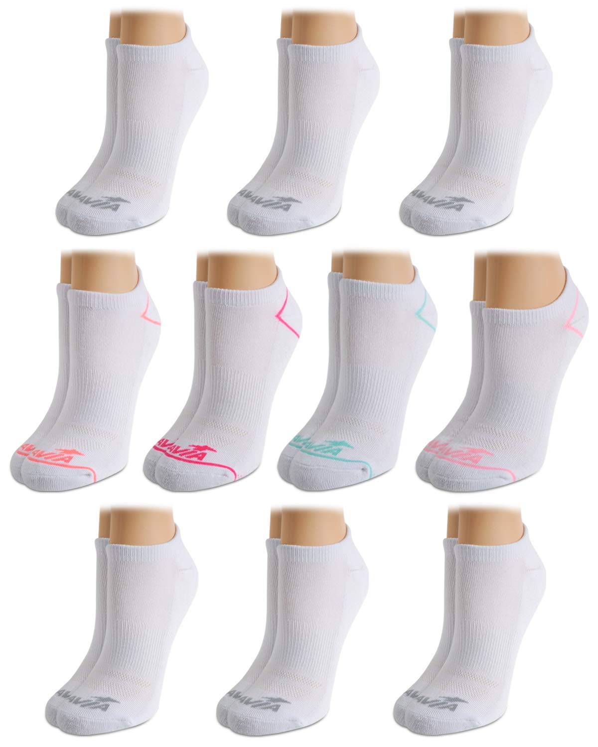 Avia Womens Low Cut Socks - 6/10 Pack Performance Stretch Cushioned Moisture Wicking Athletic No Show Socks for Women (4-12)