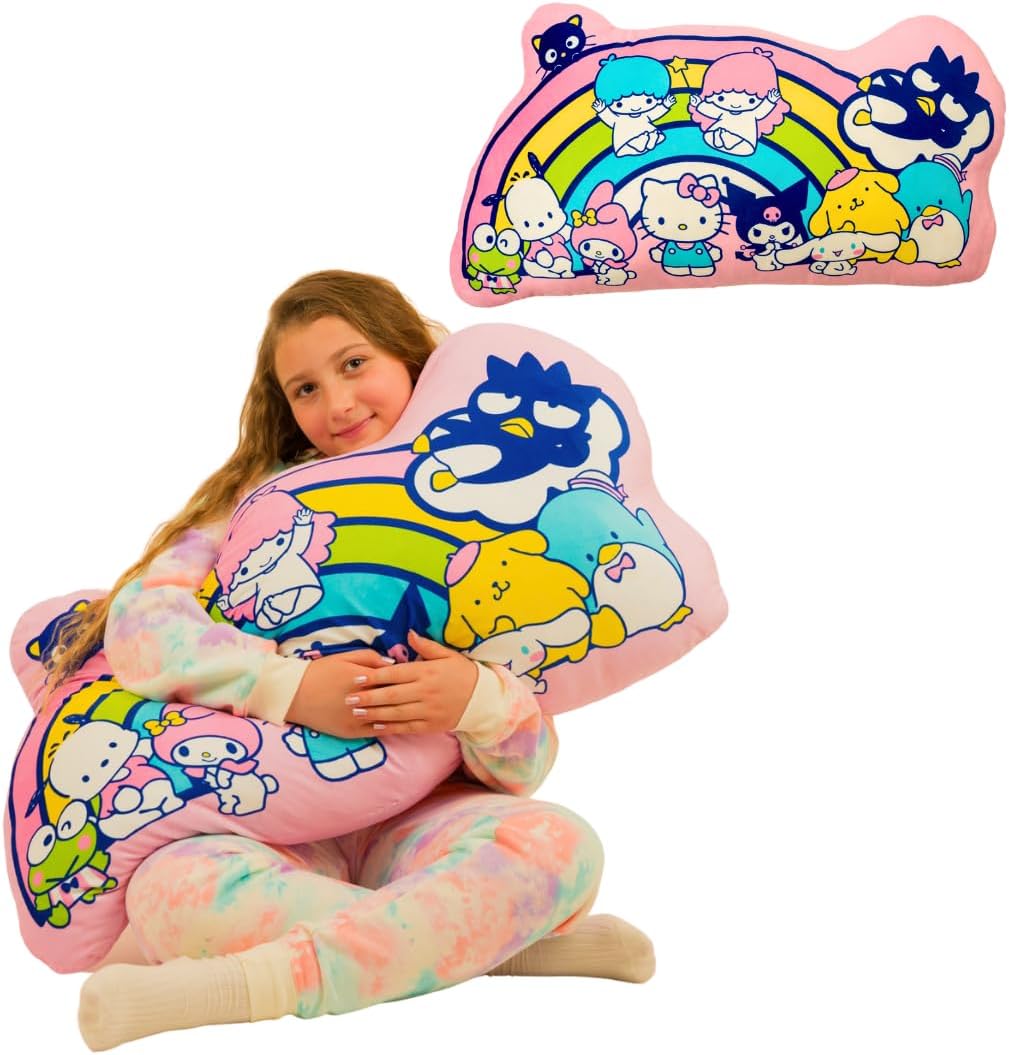 Franco Super Soft Plush Bedding Cuddle Buddy Oversized Body Pillow, 25.5 in x 36 in, Hello Kitty & Friends