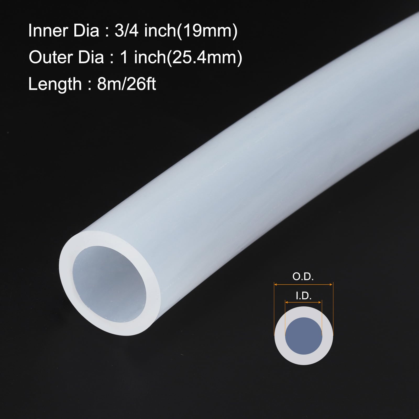 8 Meter Silikonschlauch 19mm ID x 25.4mm OD Transparenter | Lebensmittelecht, Kondensatschlauch, Wasserleitung, für Pumpen Siphons Entwässerung Bewässerung