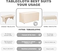 Vista 2 de PLOYMONO - Juego de 2 manteles ajustables, mantel de longitud hasta el suelo para mesa rectangular de 4 pies (122x61 cm) de poliéster, ideal