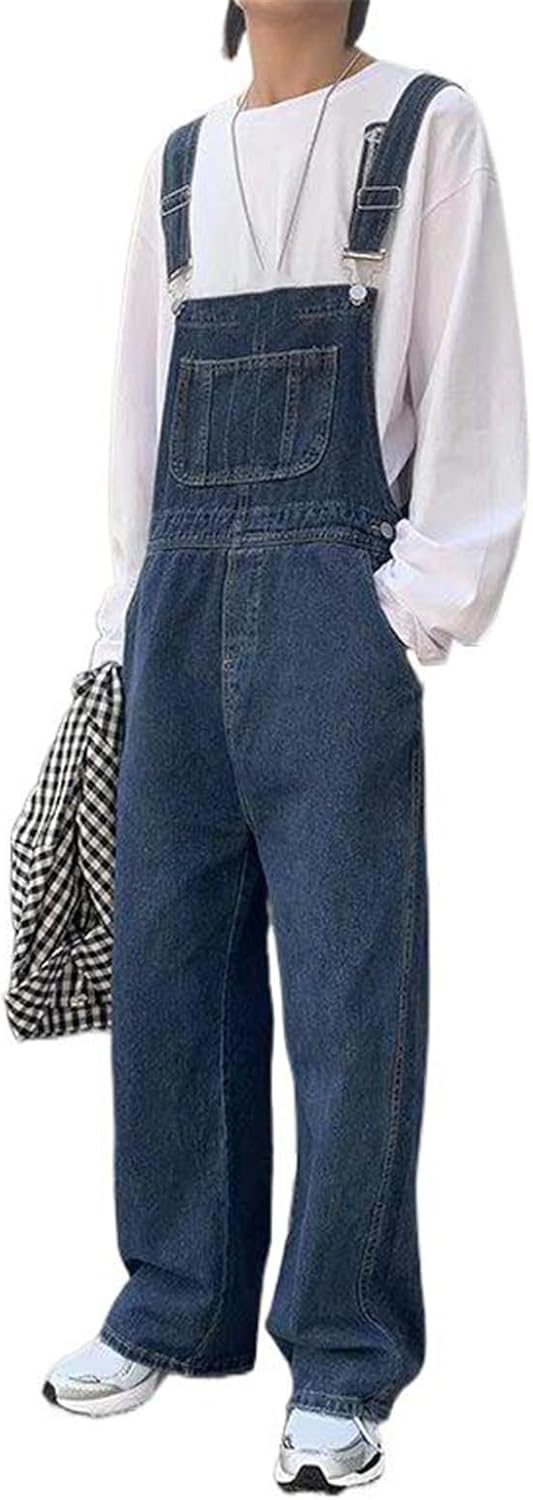 Men's Loose Straight-leg Wide-leg Workwear Overalls Pants