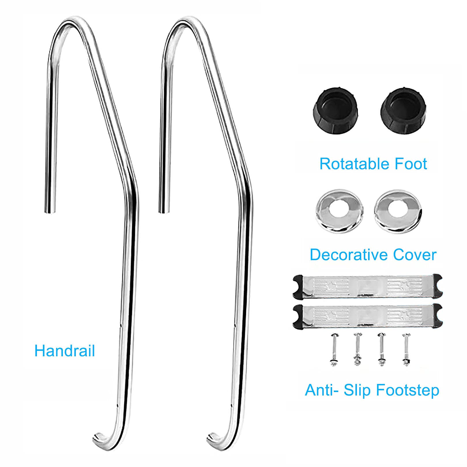 WangXLDD Scaletta per piscina a terra resistente a 2 gradini in acciaio inox con gambe facili da montare, capacità di peso 149,7 kg