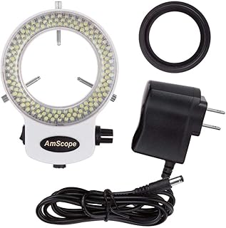 AmScope LED-144W-ZK White Adjustable 144 LED Ring Light Illuminator for Stereo Microscope & Camera