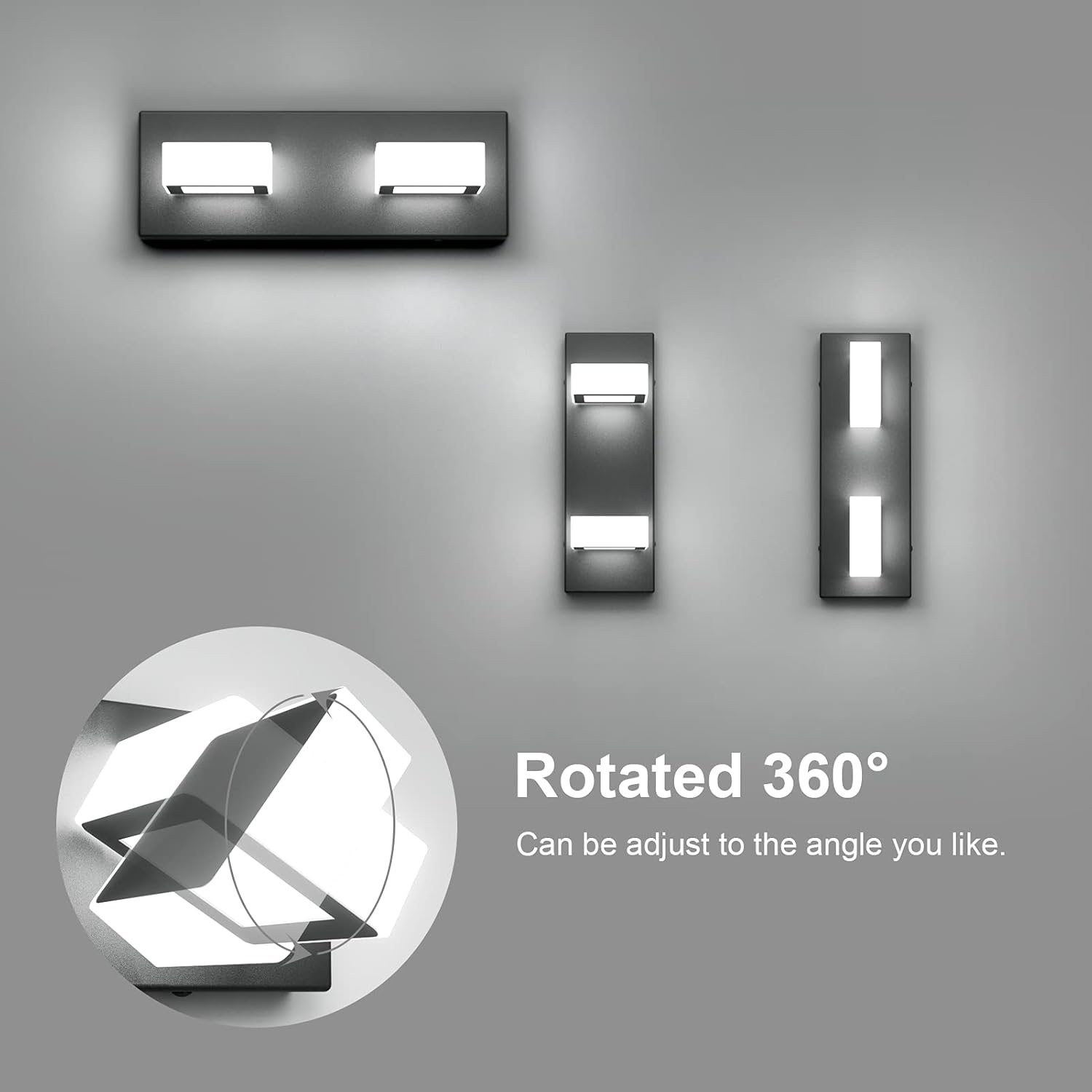 Buy Ralbay 2 Lights Black Modern Bathroom Vanity Light Acrylic LED