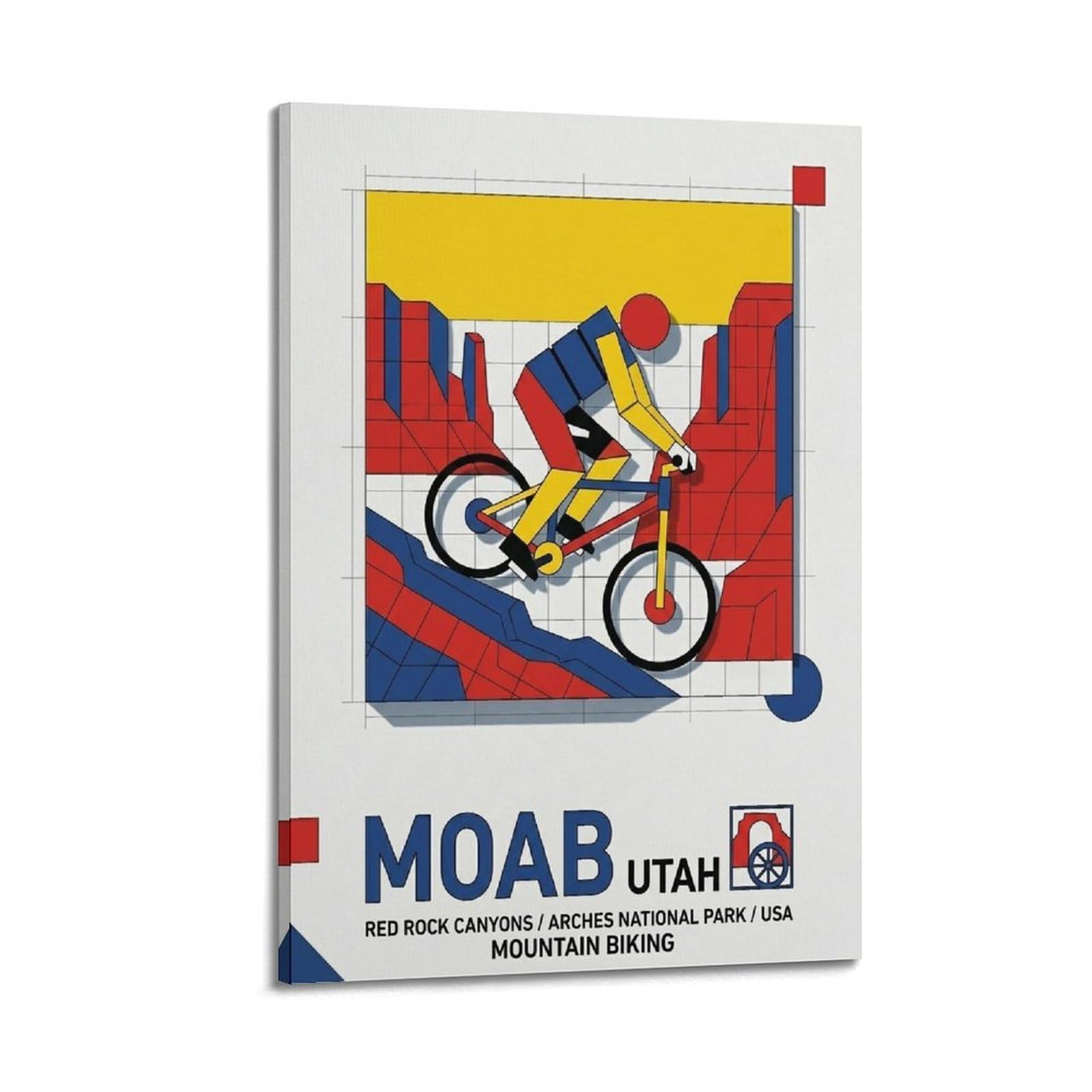 OKAHYS Sport Travel Poster USA Moab Mountain Biking Modern Decorative Canvas Prints - Ideal Wall Art for Family, Man Cave, Game Room, Boys & Girls Bedroom 24x36inch(60x90cm)