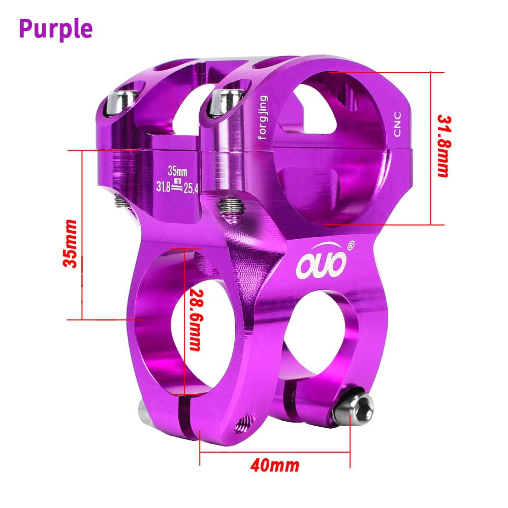 Potence de guidon de vélo en alliage d'aluminium CNC ultra léger et creux pour la plupart des vélos, vélos de route, VTT, BMX, fixie Gear, cyclisme (violet)