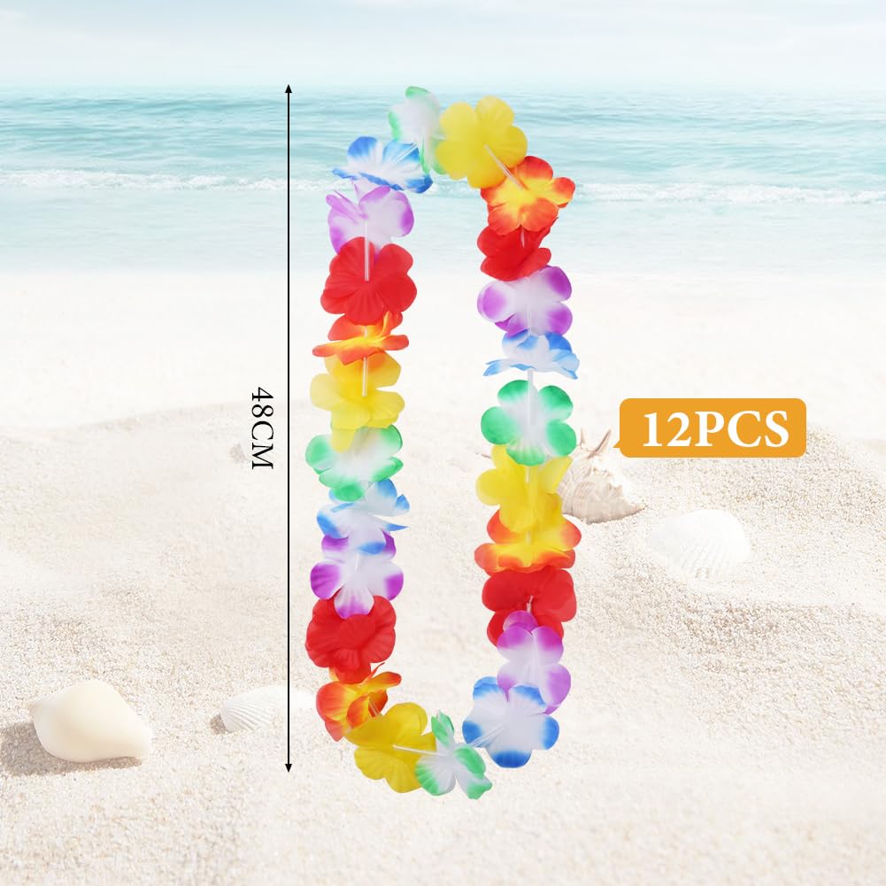 Aomig Hawaiian Leis Set for Tropical Beach Party, Garlands, Flower Necklace - Image 2