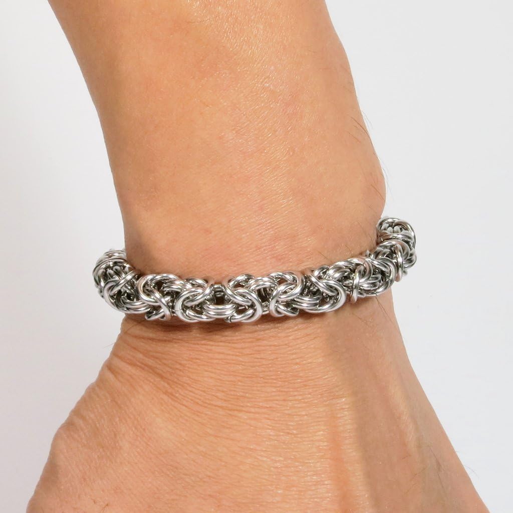 Stainless Steel Round Byzantine Chain Bracelet 8mm - Image 4