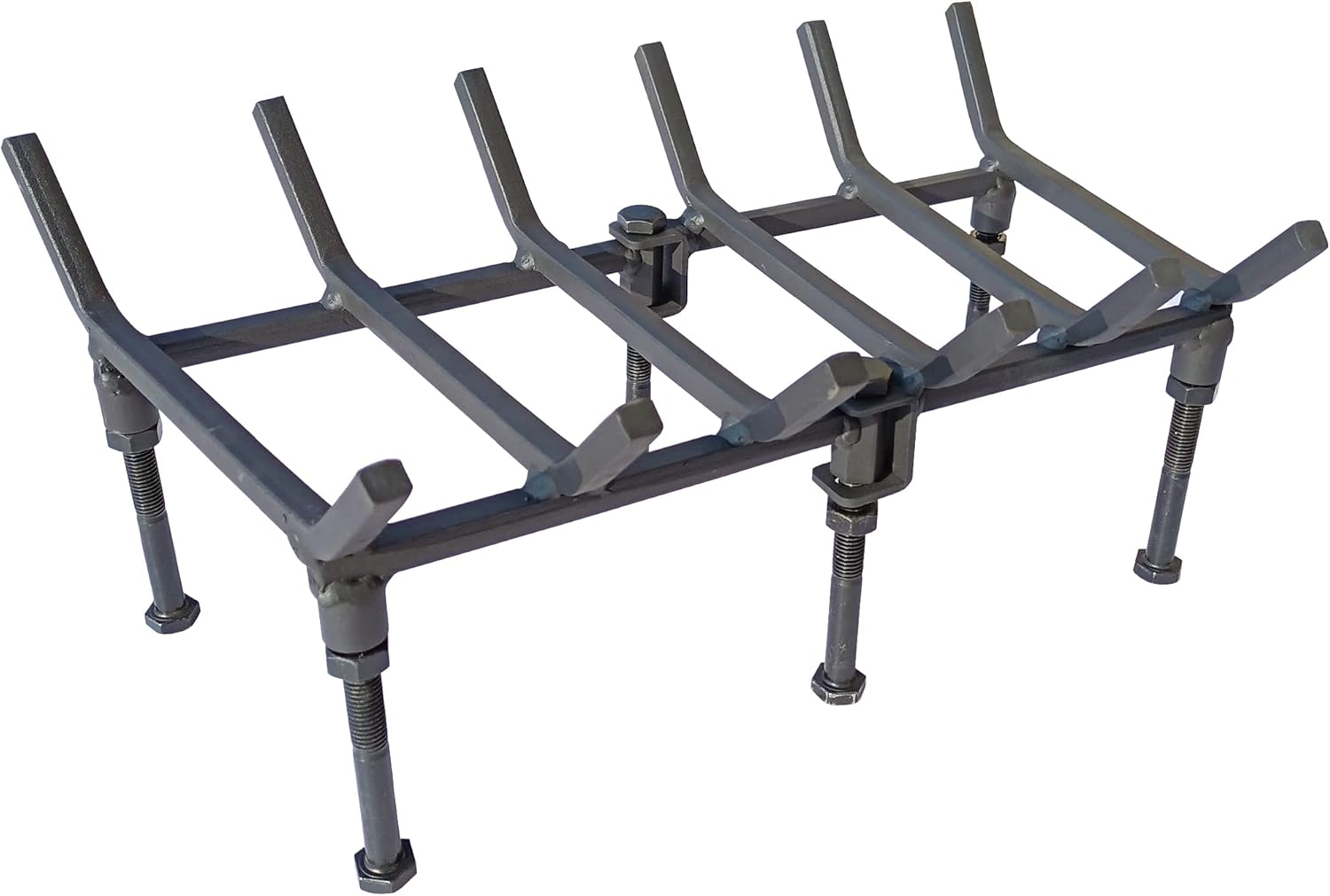 TAFIEDA Heavy Duty Solid Steel Fireplace Log Holder. 24 inches, Adjustable, 6 Solid Steel Feet with 7 Bar Holder. For Indoor & Outdoor Fireplaces