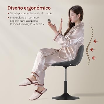 WOLTU Dressing Table Stool with Backrest, Velvet, Dark Grey