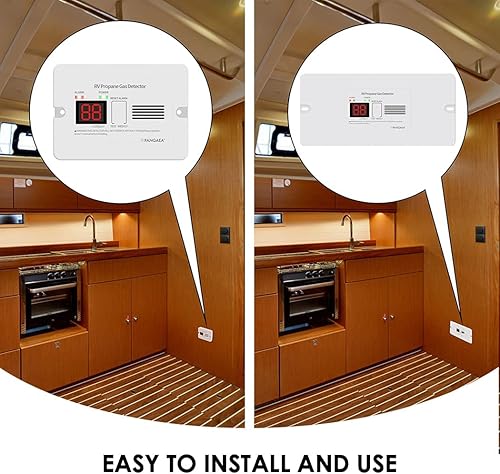 Miniatura 6 de PANGAEA Detector digital de gas propano RV con alarma fuerte de 85 dB, CC 12 V, para remolque, autocaravana, autocaravana (montaje en superficie,