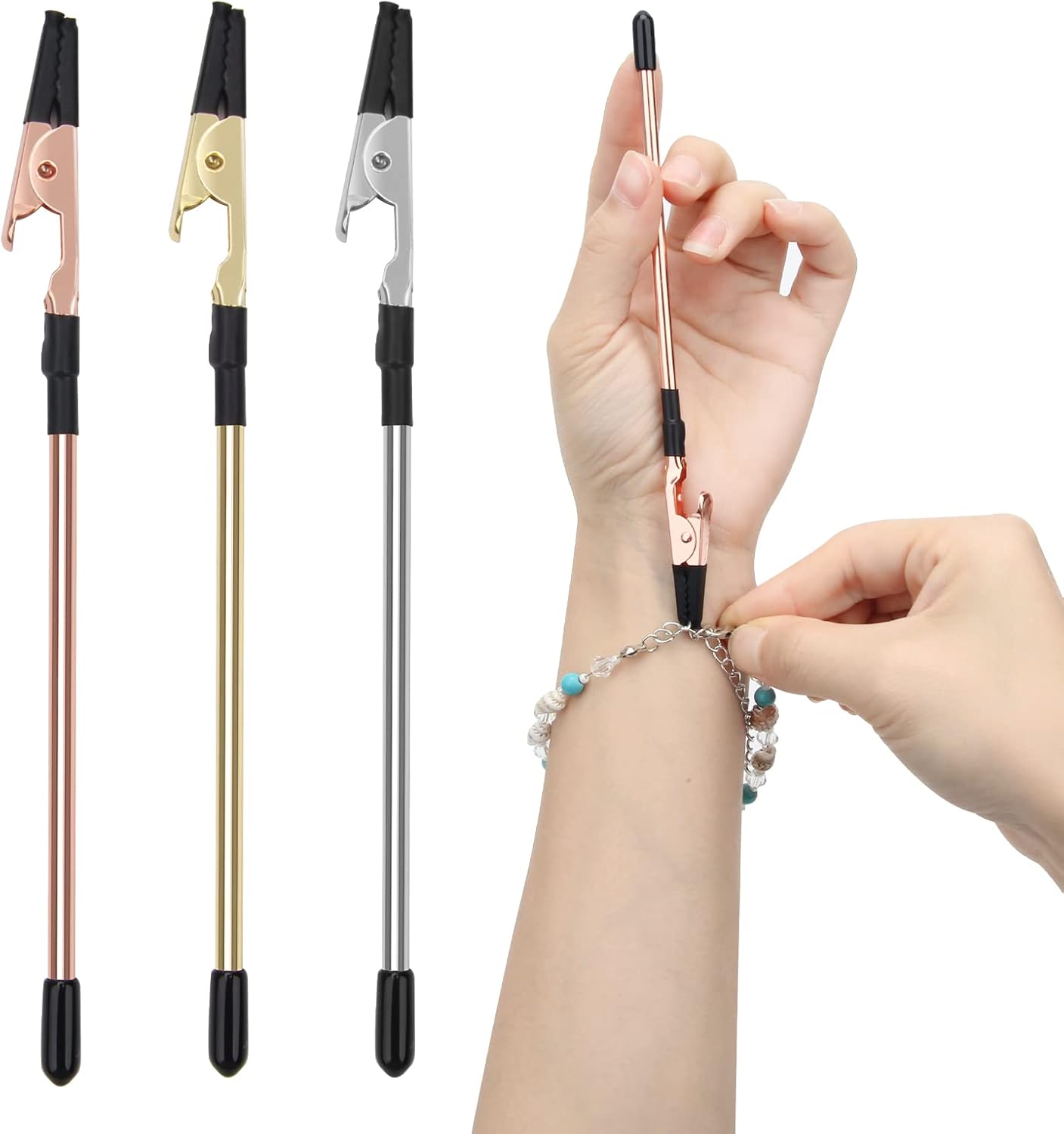 3 Pieces Bracelet Helper Tool Buddy Helpers, Anglecai Bracelet Fastener Helper for Fastening and Hooking Equipment with Non-Slip Sleeve for Necklace Watch Clasps Ties Zippers 3 Pieces Bracelet Helper Tool Buddy Helpers, Anglecai Bracelet Fastener Helper for Fastening and Hooking Equipment with Non-Slip Sleeve for Necklace Watch Clasps Ties Zippers