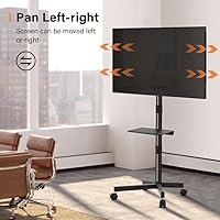Vista 7 de KKTONER Carrito de TV móvil para pantalla plana LCD LED de 23 a 65 pulgadas, soporte de TV de suelo con ruedas con estante ajustable de altura