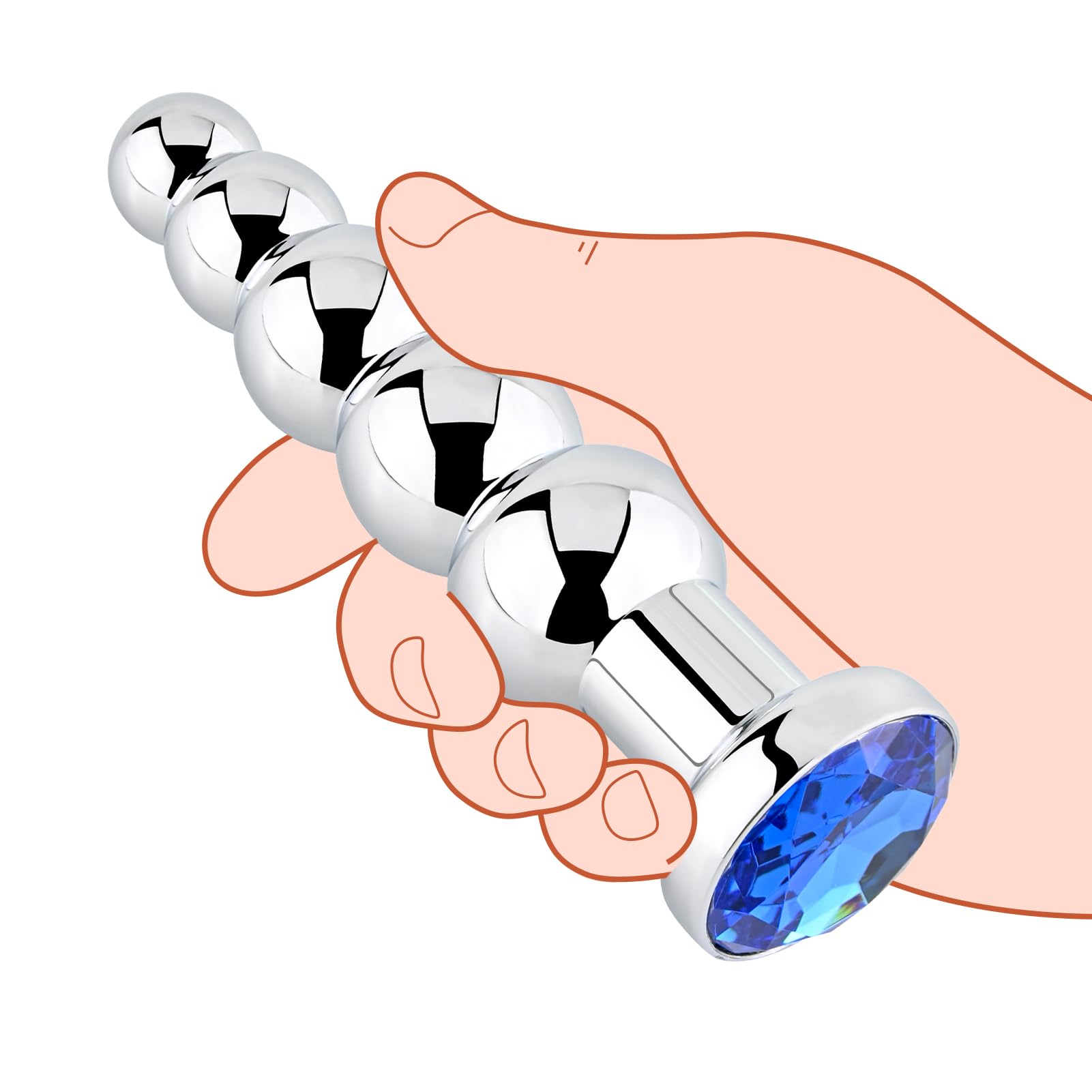 Roluck plug anal con perlas de metal con 5 bolas paso a paso joya plug anal consolador anal juguete sexual para mujer hombre, Azul