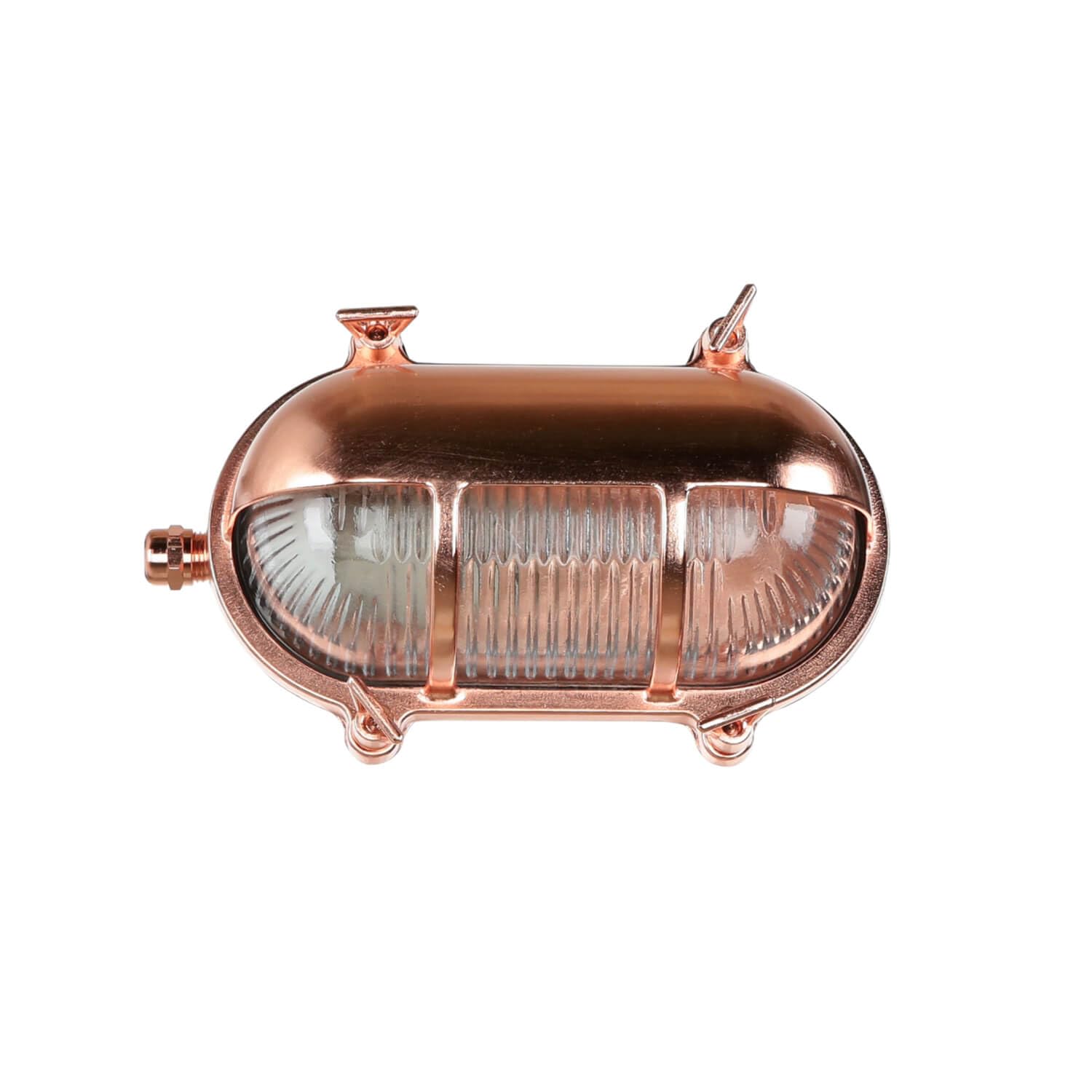 Licht-Erlebnisse Außenleuchte Wand Messing Glas in Kupfer IP64 Hof Hauseingang T:11 cm E27 Schiffslampe Maritim Outdoor Wandleuchte Garage SKIATHOS