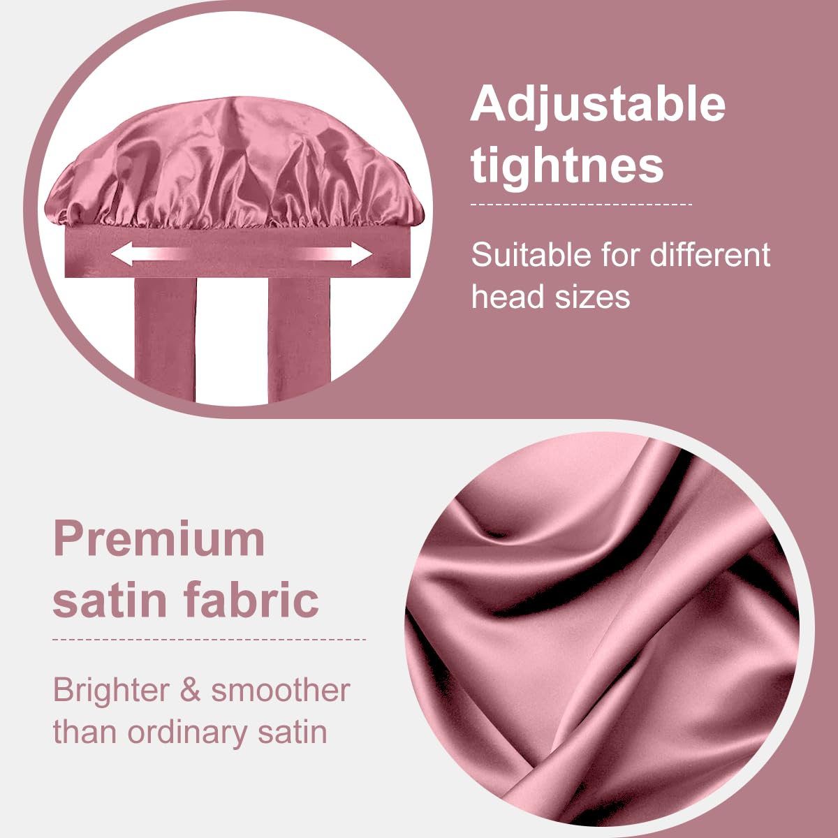 Double Layer Shower Cap for Women with Bowknot, Satin Night Reusable Bonnet for Straight Wavy & Curly Hairs - Image 4