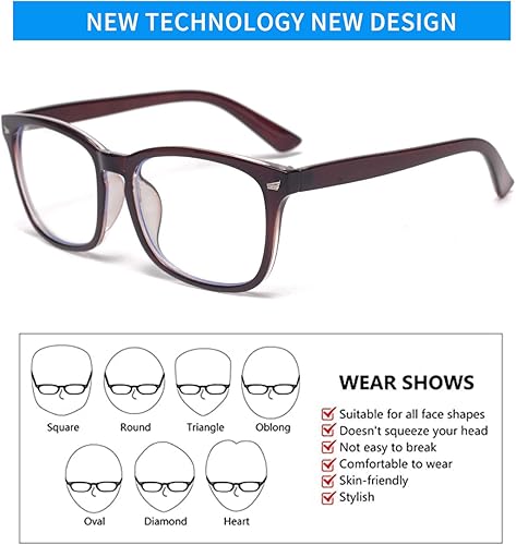 Miniatura 3 de UniVison Gafas de lectura livianas Moda Lectores de computadora cuadrados anti dolor de cabezafatiga ocular para mujeres hombres NO.8082