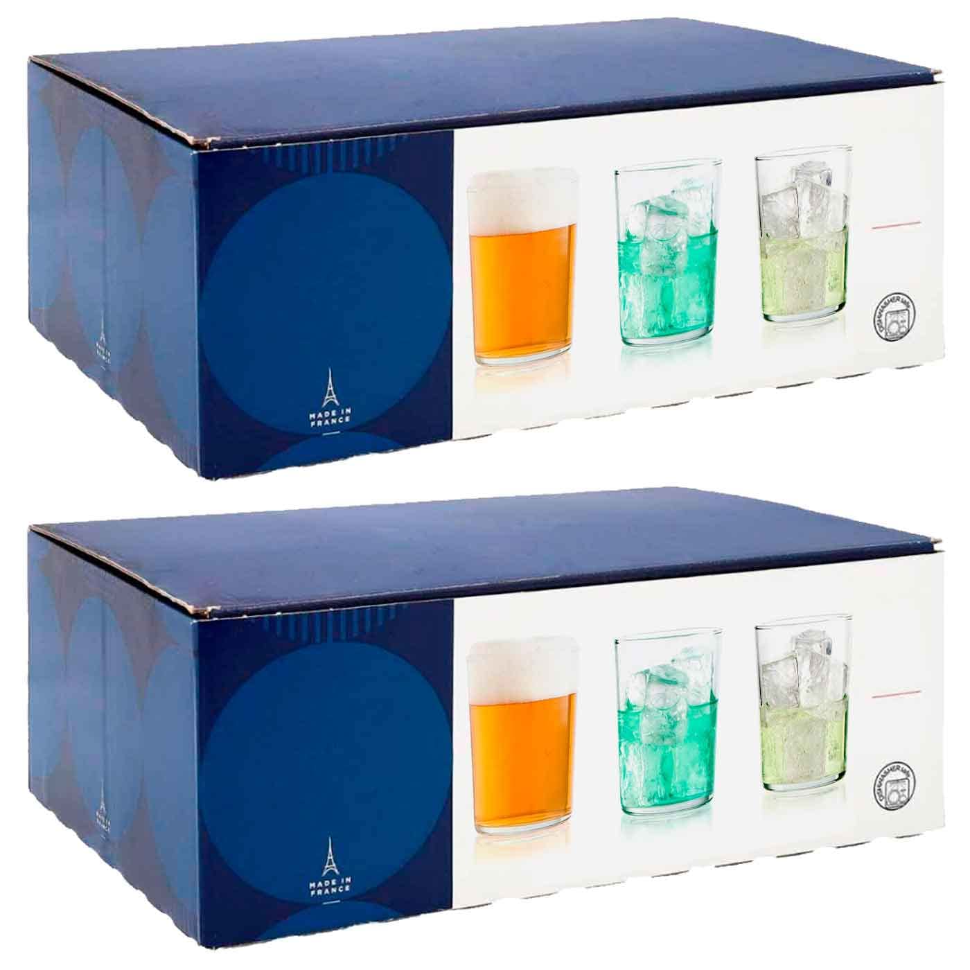 Acan Tradineur - Confezione da 12 Bicchieri Modello Ruta - 23 cl - Realizzati in Vetro Resistente - Lavabili in Lavastoviglie - 12 Pezzi Totali