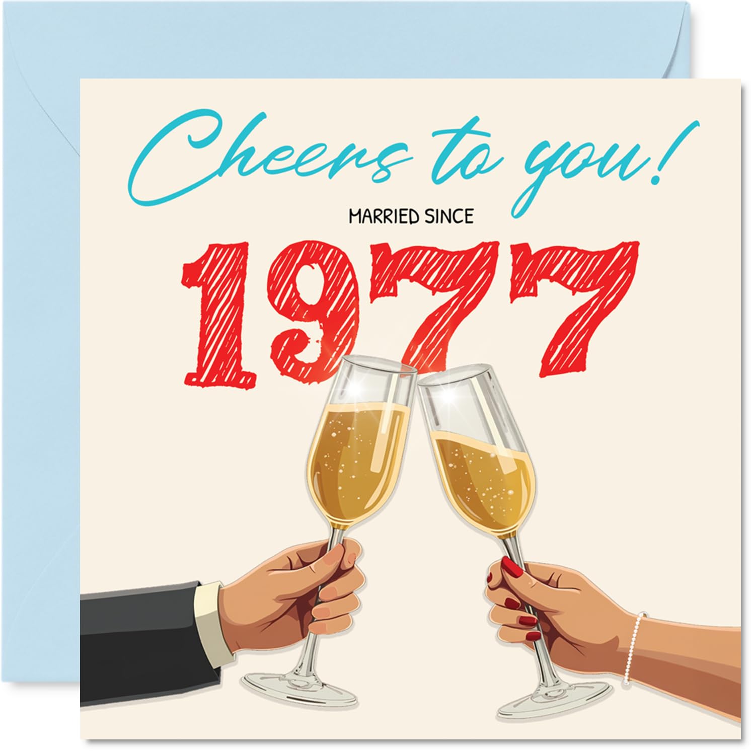 49th Anniversary Card for Women Men - Cheers! Married Since 1977 - Happy 49 Year Anniversary Card for Husband Girlfriend Companion Boyfriend, 145mm Wedding Anniversaries Greeting Cards