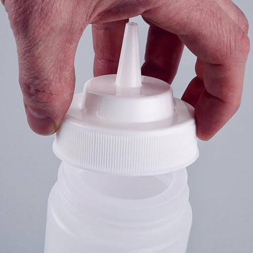 Miniatura 4 de Tezzorio Botella de plástico transparente de boca ancha de 24 onzas de alto rendimiento, dispensador cómodo y versátil sin derrames, botella de