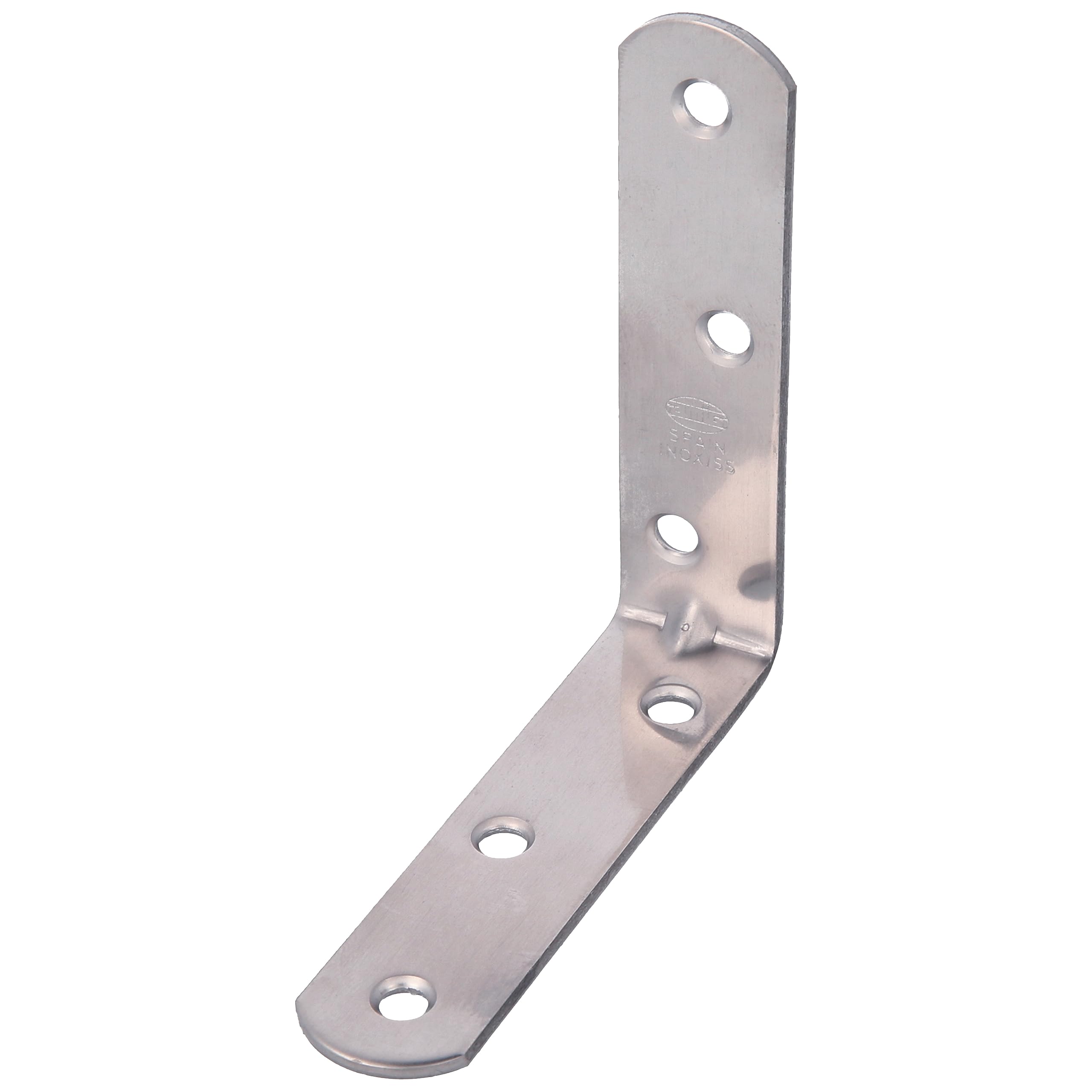 Amig - Pack de 50 Ángulos Metálicos de Refuerzo - 80 x 19 x 2 mm - Canto Redondo - Diseñados con Forma de L - Para Fijar Muebles de Madera o Colocar Baldas y Estantes - Acero Inoxidable Mate