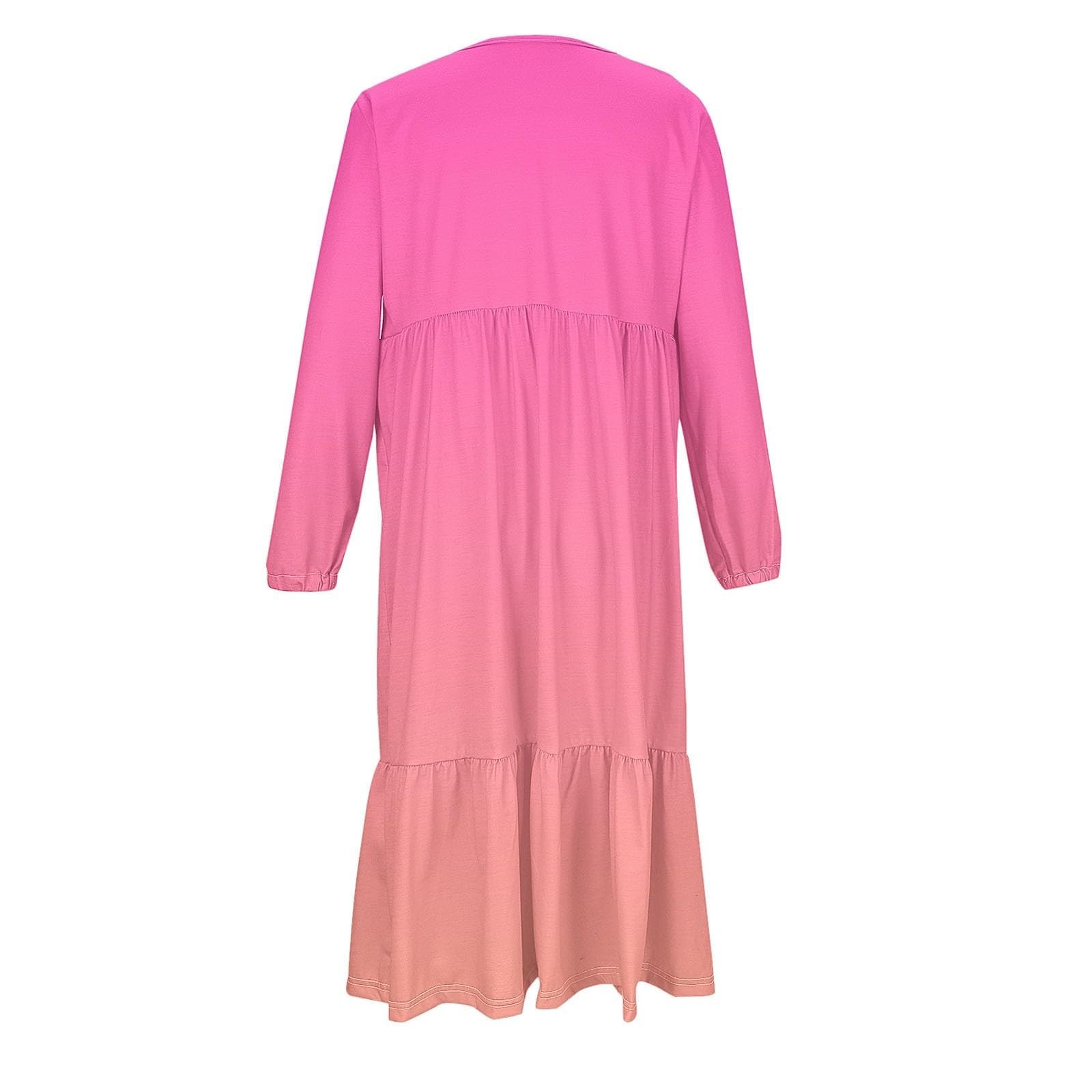 Vestido de manga larga para niñas, casual, playa, vacaciones, vestido largo, para primavera, verano, cuello redondo, bohemio, acampanado, con bolsillos