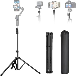 AOCHUAN 1.7M Complete Camera Tripod for Smartphones Camera Gimbal Stabilizers w/ 0.44m ~1.7m Aluminum Alloy Lighting Stand(T20)