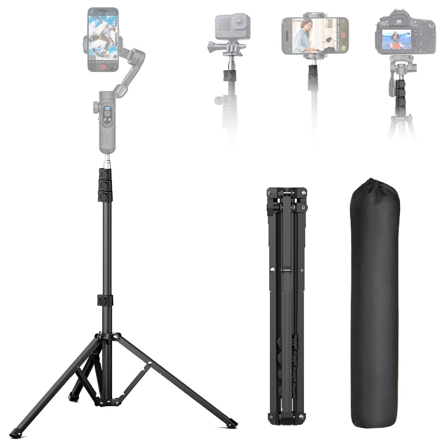 AOCHUAN 1 7M Complete Camera Tripod for Smartphones Camera Gimbal Stabilizers w 0 44m 1 7m Aluminum Alloy
