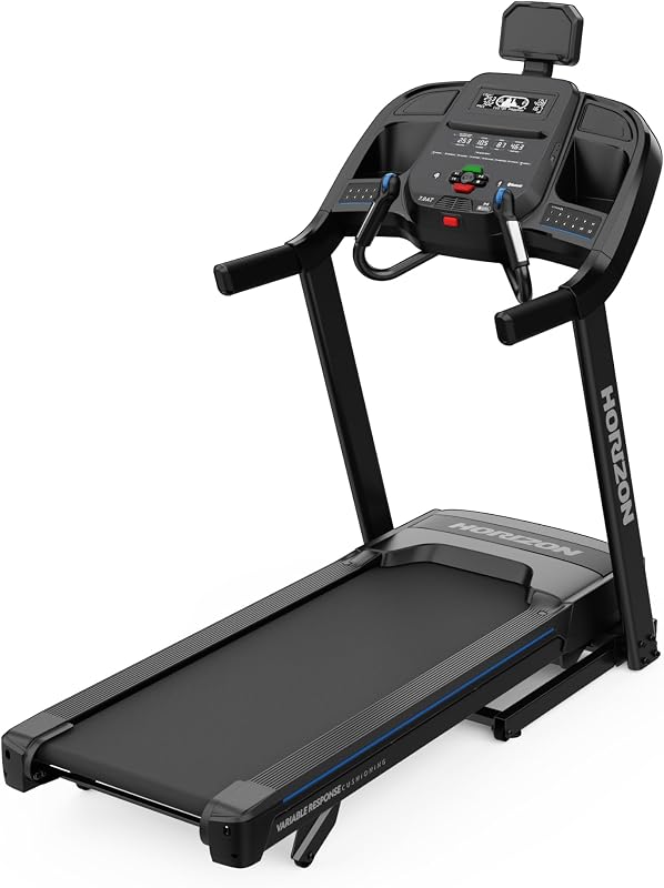 Horizon 7.4 AT treadmill with 22-inch running deck and 15 percent incline