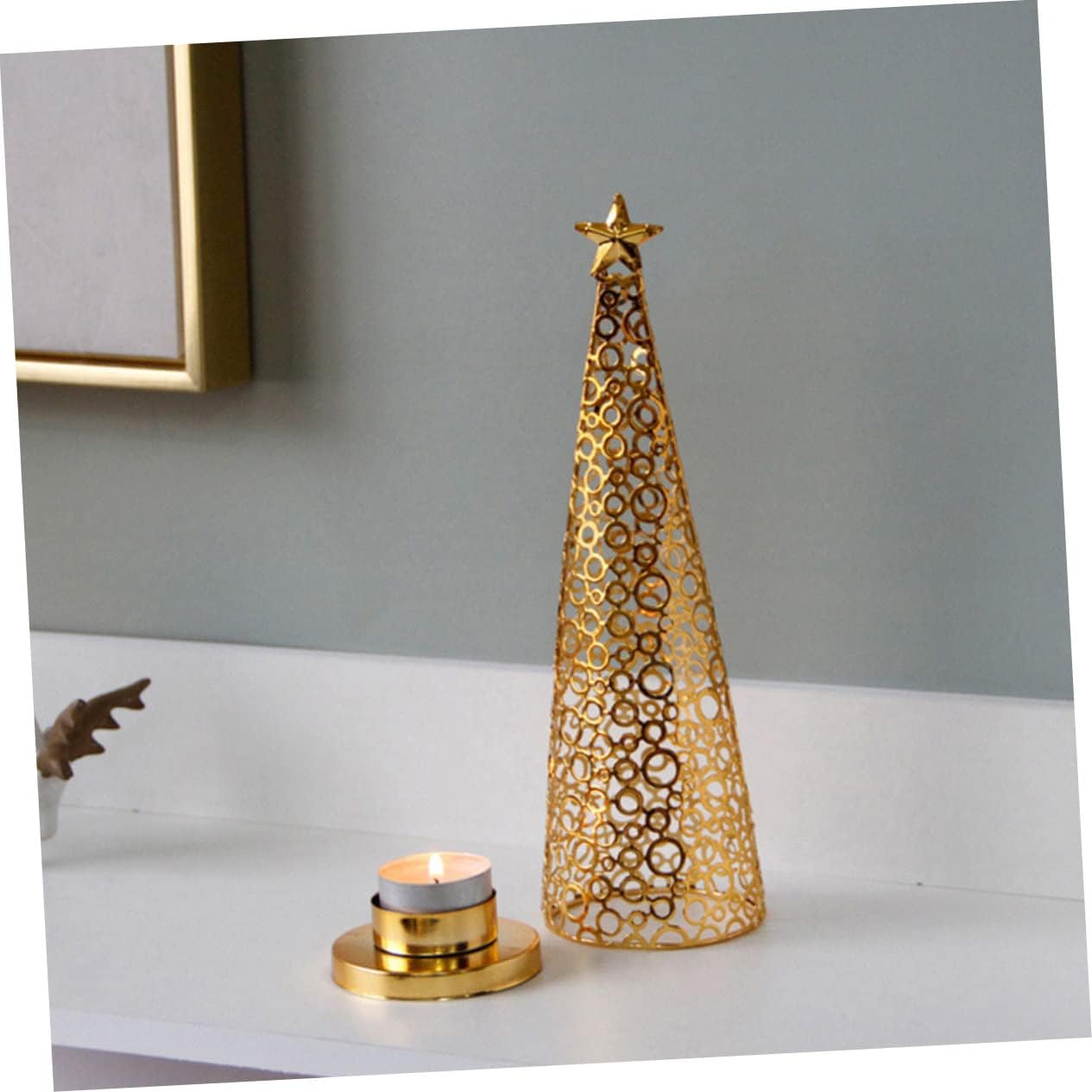 Retro Style Xmas Candleholder Large Christmas Decor Gold Tealight Candle Holder Christmas Tealight Candles Home Decor