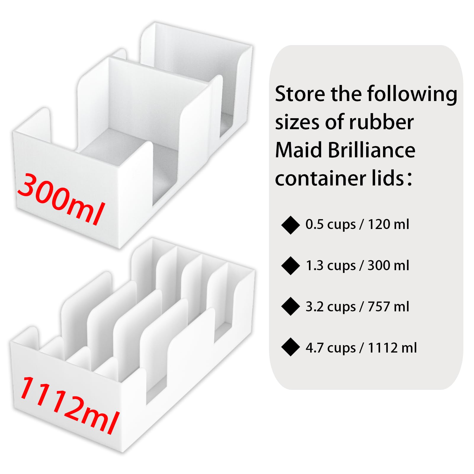 Tapa apilable para contenedores de alimentos Brilliance, estante de almacenamiento para armario de cocina que ahorra espacio (soporte de tapa de 300 ml)