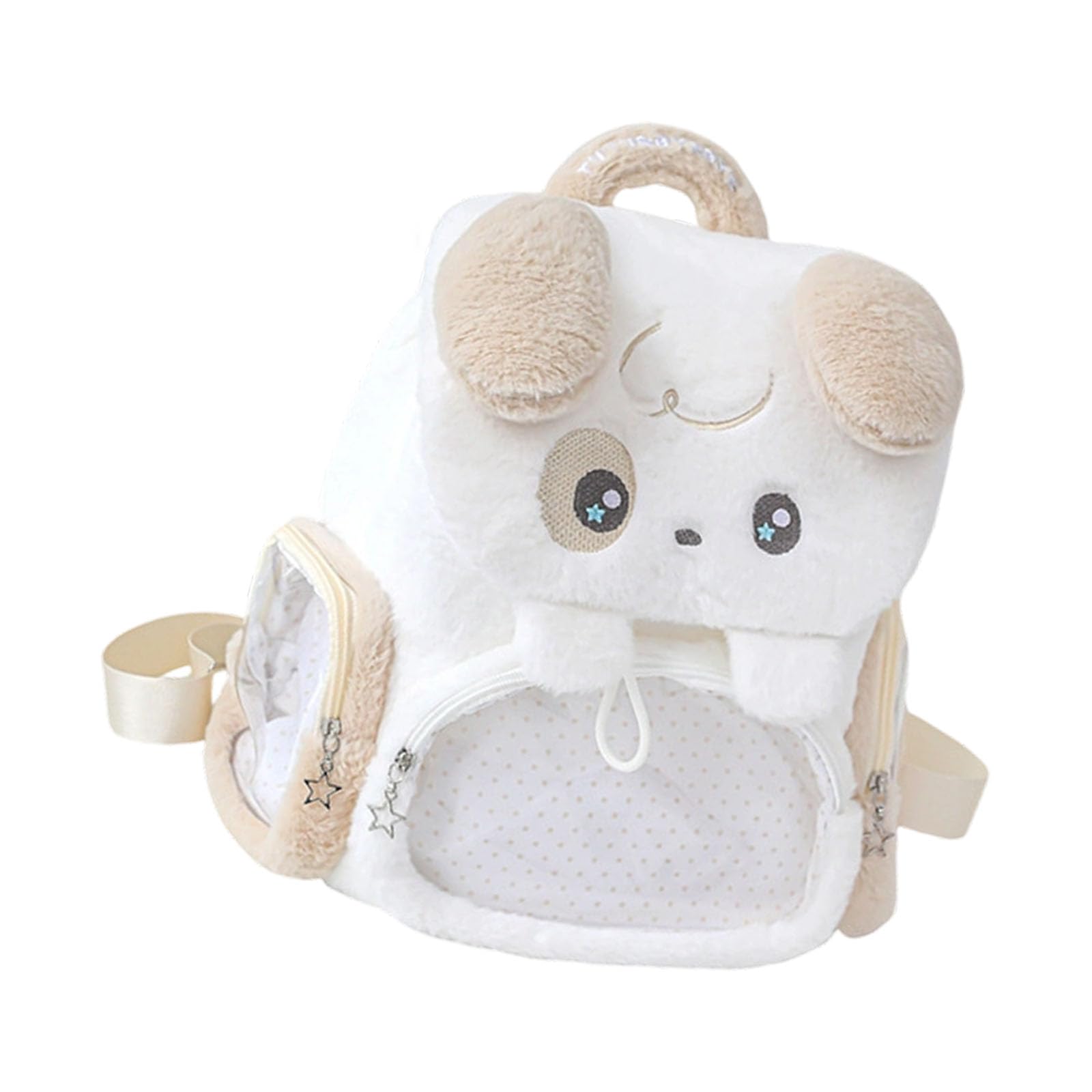 APGLSXY Personalize Display Plush Backpack Featuring PVC Pocket Drawstring Closure Three Compartments for University Student Backpack