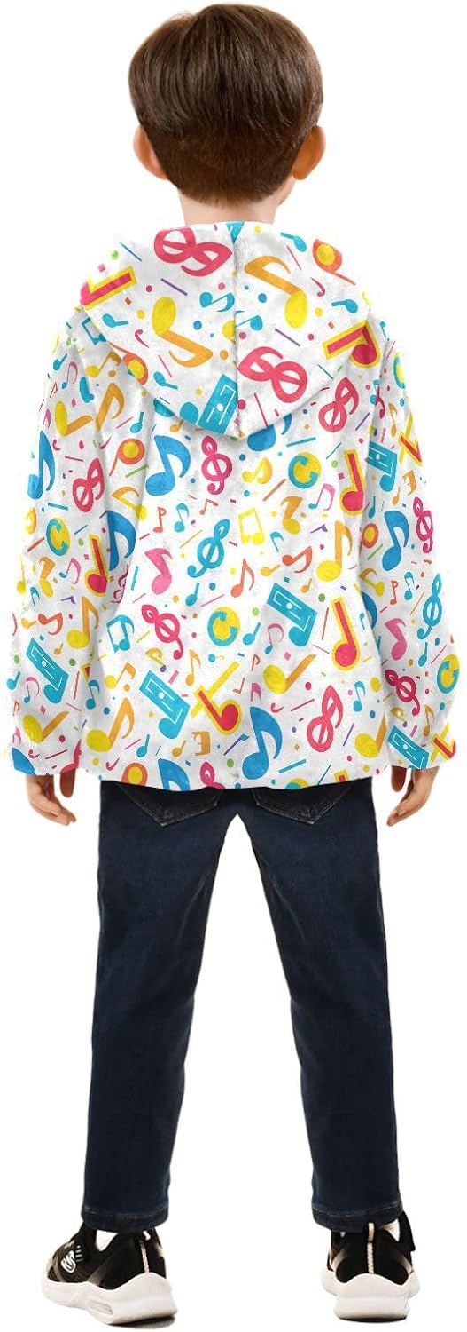 Abstract Musical Note Fleece Zip Up Jacket Children Plush Outerwear Navy Blue Baby Boys Fall Fleece Jacket abrigos