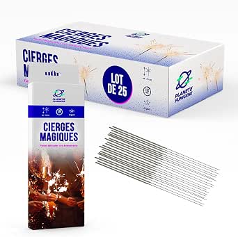 Cierges Magiques Grand Modèle 40/45cm - Lot De 48, Durée 70 Secondes, Accessoires Fête Anniversaire Mariage Enfant Adulte - Catégorie F1