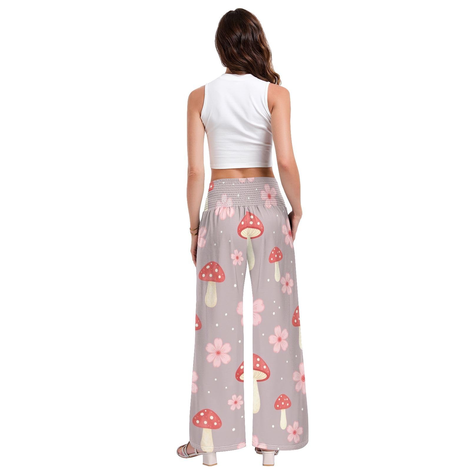 Mushroom Fly - Pantalones de pierna ancha para mujer, ligeros, elásticos, informales, ropa de descanso