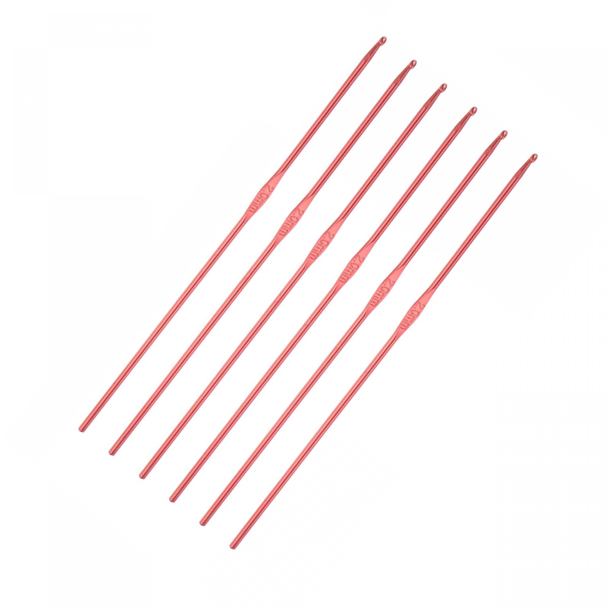 Unifizz 6Pcs 2mm Aluminum Crochet Hooks Knitting Needles for DIY Craft Yarn