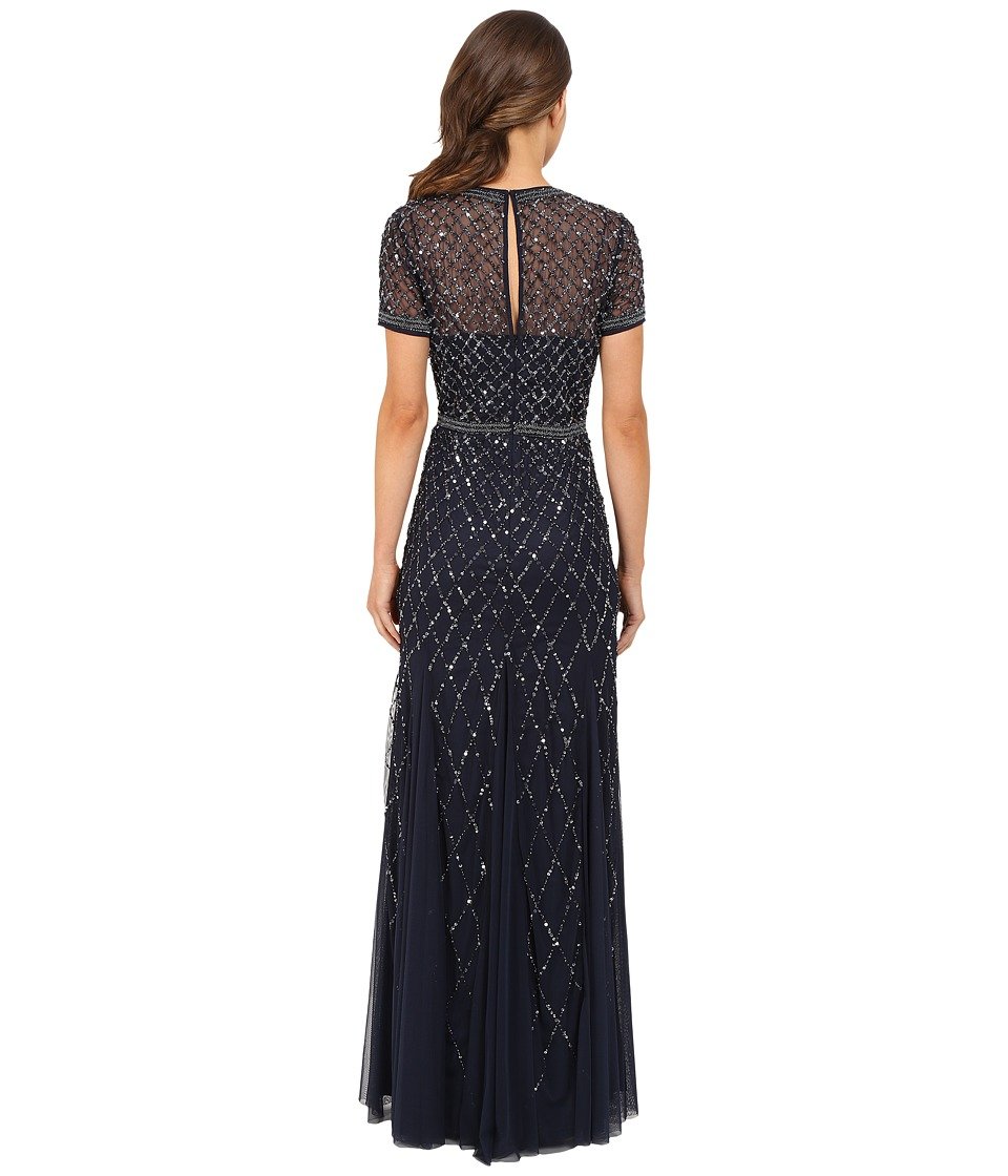 Adrianna Papell Sukienka Kobiety Short-sleeve Grid Beaded Gown
