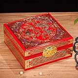 BONOOL Antique Retro Wooden Box Storage Box Home Accessories Earring Gift Wooden Jewelry Box (Color : D)