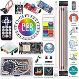 Starter-Kit für Arduino-Kit ESP-8266 LED-Ringstreifenleuchte RGB 24 Bit WS-2812B WiFi/IR-Steuerung Ton/Licht/Musik reaktiv,analoge Uhr,Warnung/Erkennung/Blitzlicht mit Arduino IDE(Englisches Tutorial)