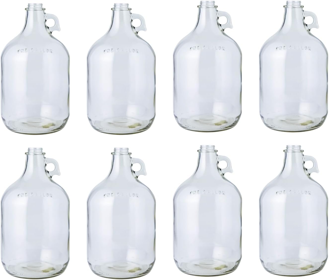 Fastrack 8-Pack 1 Gallon Glass Jug (128 oz) WITHOUT CAPS โ Multipurpose 1 Gallon Jug, & Detergent Dispenser for Laundry, Glass jug for Liquids, Water & Juice